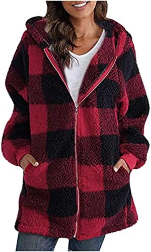 Dnuri Women Plus size Sherpa Hoodie Plaid Fleece sa kapuljačom s kapuljačom na kapuljaču Ležerne
