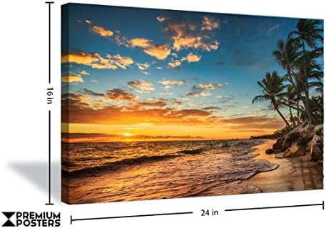 Premium Posteri plaža Sunset Canvas Wall Art - veliki 16 x 24