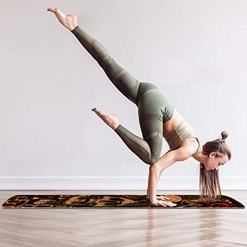 Unicey Lobanja s ružom Vintage debela neklizajuća Vježba & amp; fitnes 1/4 prostirka za jogu za jogu Pilates