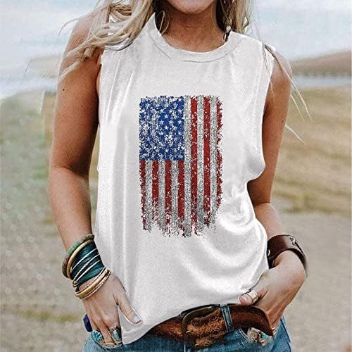 Vrh cisterna za žene Loase Fit American zastava Novost Novelty Graphic 4. jula Patriotske majice Vest ljetni