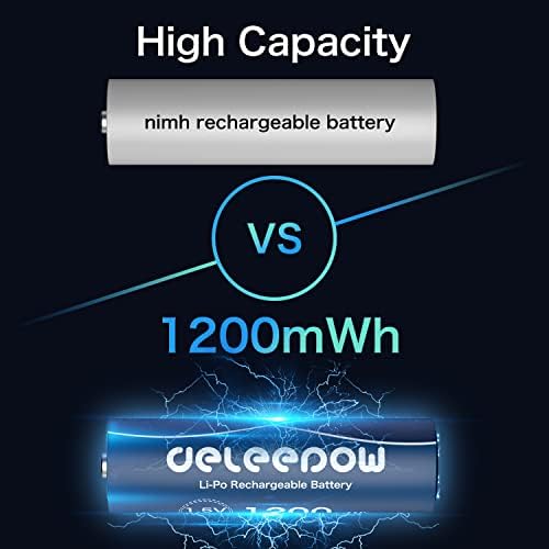 Deleepow punjive AA baterije 1.5 V punjive litijumske AA baterije 3400mwh 16 broji sa multifunkcionalnim punjačem