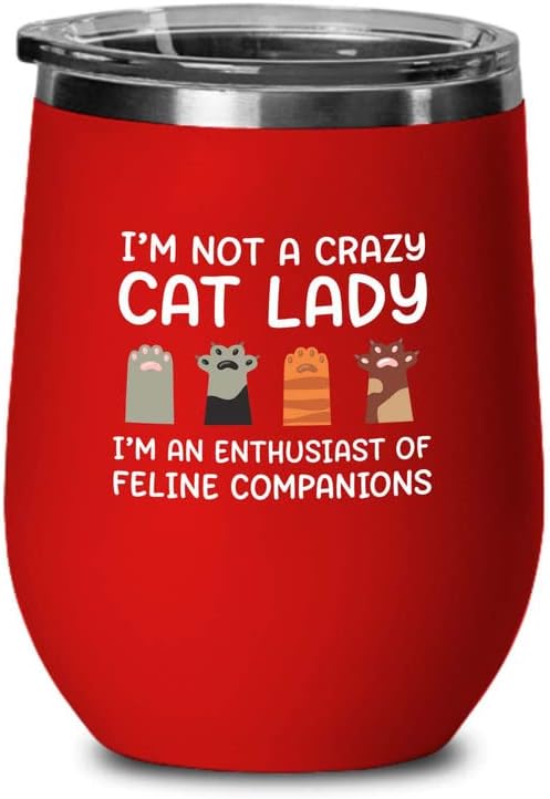 Flairy Land Cat Lady Red Wine Tumbler 12oz - Cijeni FELInes -Cat Paw Cat Roditelji Mačka Mama Mačka Lover