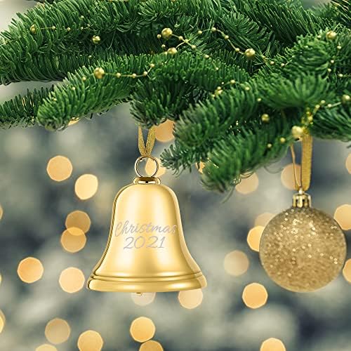 2022 božićni ukrasi Srebrni pozlaćeni zvona Vintage Viseći ukrasi drveća Zrcalna završna obrada