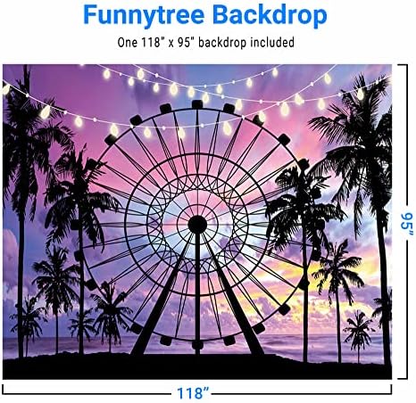 Funnytree 10 x 8 FT ljeto mora Ferris točak fotografija pozadina tropska Palma Sunset pozadina Baby