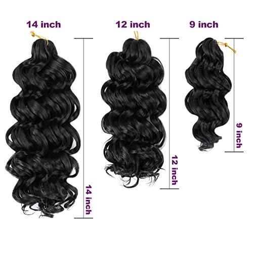BelleShow Ocean Wave Crochet Hair 9Inch 8Packs Deep Wave Crochet Hair for Black Women Deep Curly