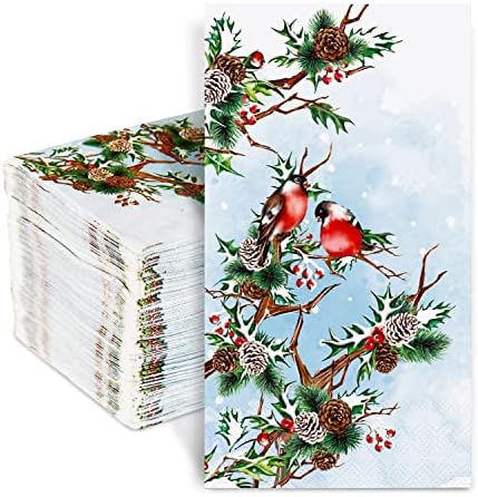 Quera 100 Pack Božić gost salvete papir salvete Crvena bobica Kardinalsko za jednokratnu upotrebu za jednokratnu