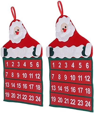 Božić Countdown Calendar, 2pcs Klasični stil izdržljiv netkani materijal Advent viseći kalendar Advent viseći