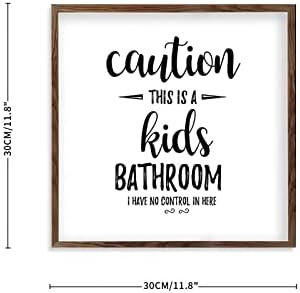 Drveni znak s citatima Oprez Ovo je dječja kupaonica u kojoj nemam kontrolu ovdje nemam drvene
