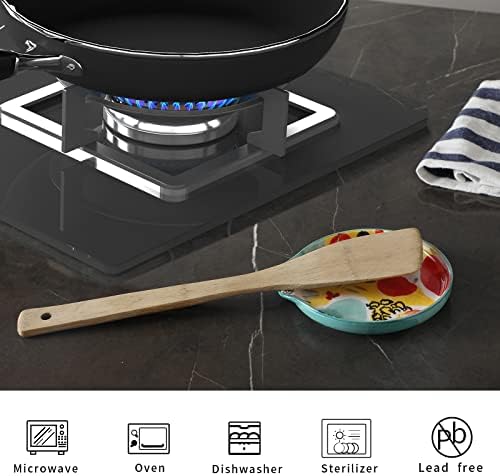 Šareni ručni naslon za žlicu-5 inča keramički držač za žlicu za kuhinjski pult, siguran u mašini