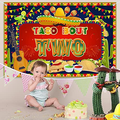 HAMIGAR 6x4ft sretan 2. rođendan Banner pozadina-Taco Bout dva Fiesta Meksički kaktus 2 drugi rođendan