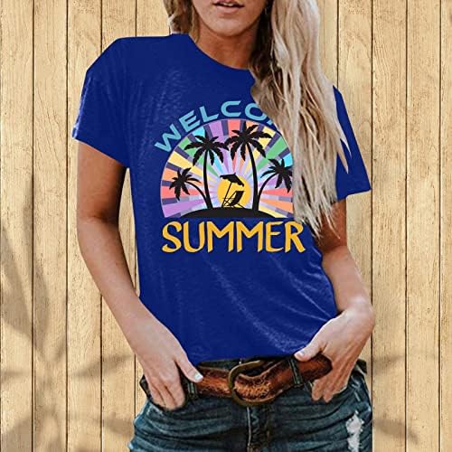 Ženski Sunset Beach majice Plaža Palm Thirt Funny Ljetni Havajski odmor Kratki rukav Crewneck Grafički