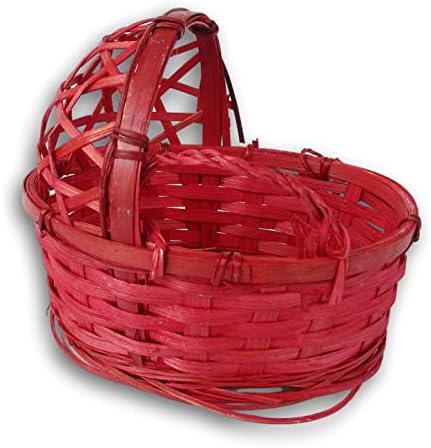 Track zanatske kolijevke lutke Korpa sa haubom i ručkama - tkano drvo Moses Basket - 6 x 5,5 inča