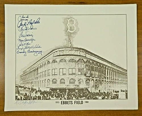 Brooklyn Dodgers potpisao je litografski terenski polje litografiju 8 autograma sa Chuck Connors - autogramiranim