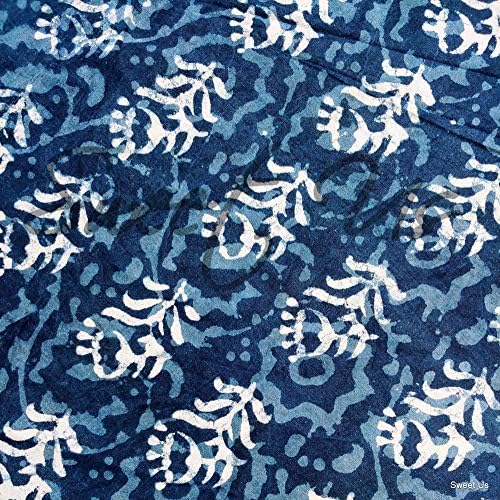 Blok Print Okrugli stolnjak Indigo Plavi pamučni geometrijski cvjetni dizajn Dabu 72 inča