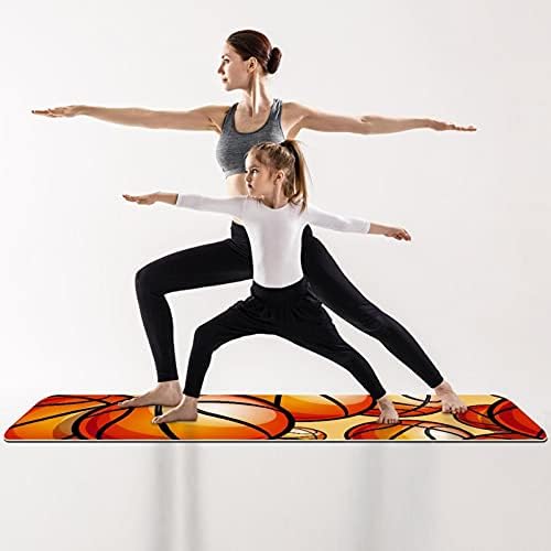 Debela neklizajuća Vježba & amp; fitnes 1/4 prostirka za jogu sa Košarkaškim narandžastim printom za Yoga