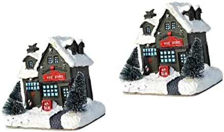 Nolitoy 2pcs para mesa de led božićna seoska kuća keramičke božićne kuće zimsko selo Božićne čarape Ukrasite