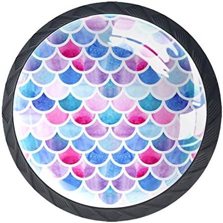 Lagerery komoda dugmad Mermaid Scale šarena dugmad za fioke Crystal Glass dugmad 4kom okrugla dugmad dizajnirana