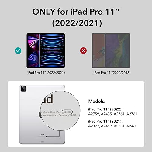 ESR za iPad Pro 11 inčni kućište 4. / 3. generacija sa zaštitnikom zaslona, ​​odvojiv magnetni poklopac, podesivi