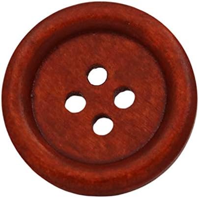 WuuyCoky Brown Wood dugme okrugli prečnik od 25 mm sa 4 rupe za obrtni šivaći DIY paket od 30