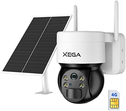 XEGA 3G / 4G LTE Cellularna sigurnosna kamera bežična solarna kamera, 2k HD noćni vid 355 ° / 120 °, PIR