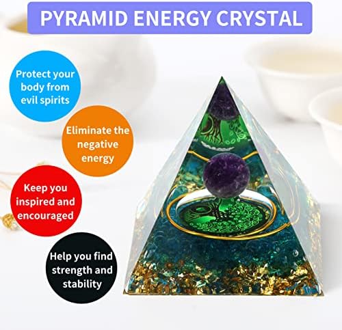 MXIIXM Orgone piramida za pozitivnu energiju, ručno rađenu piramidu ametist i obsidian zacjeljivanje