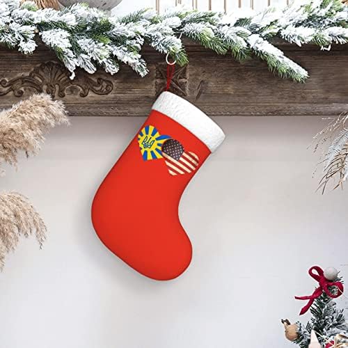 CutedWarf Ukrajinska zastava i američka zastava Božićne čarape Xmas Dekoracija Klasik 18 inča kamin Viseći čarapu