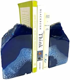 Blue Ahate Bookends 1KG-Crystal Bookends Blue Ahate book Ends Crystal Decorative Bookend savršen
