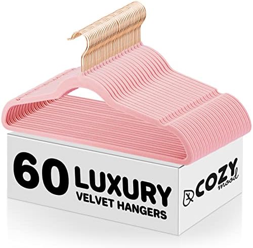 Cozymood luksuzne ružičaste vješalice 60 pakovanja, premium vješalice za odjeću, jake ružičaste