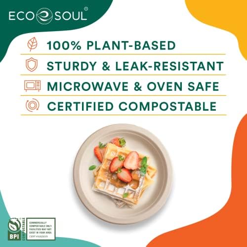 ECO SOUL [9, 125-pakovanje | Kompostabilni Bagasse okrugli tanjiri| ekološki prihvatljivi biorazgradivi