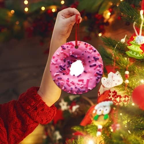 godblessign Pink krofna sa prskanjem hrane Božić Ornament krofna viseći Ornament slatka hrana Božić