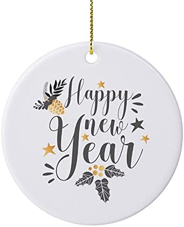 N/A Božićni ukrasi 2021，ukras za sretnu Novu godinu ，3 keramički bijeli ukrasi za odmor za ukras za božićno