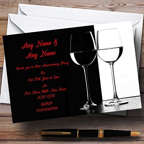 Crno bijelo crveno vinsko vino obljetnice za zabavu Personalizirane pozivnice