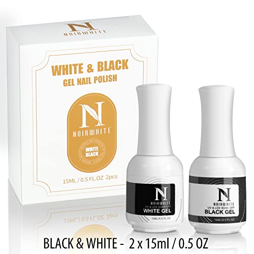 noirwhite crno bijeli Gel lak za nokte, 2kom Set Gel lakova od 15 ml, bijeli crni Gel lak za UV svjetlo dugotrajni