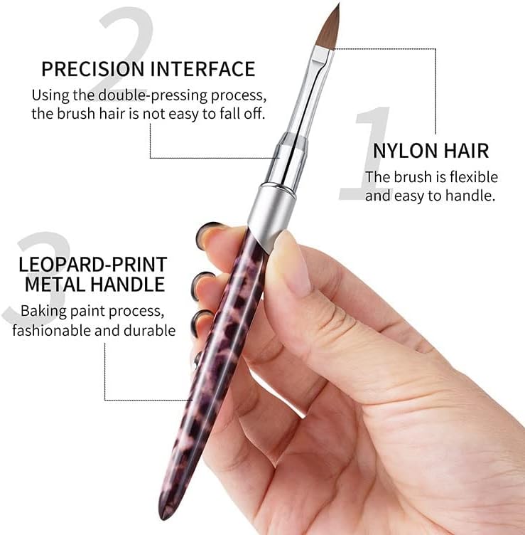 Feer četkica za nokte Leopard metalna ručka produžena crtež rezbarenje olovke za manikir gel alati