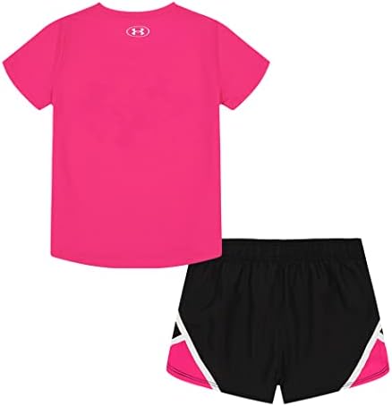 Under Armour Set rukava za djevojke, izdržljiva rastezljiva lagana majica i set šorc, Rebel Pink Floating,
