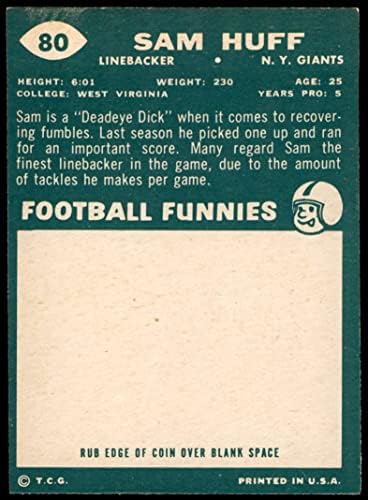1960. topps 80 Sam Huff New York Giants-FB Ex Giants-FB West Virginia
