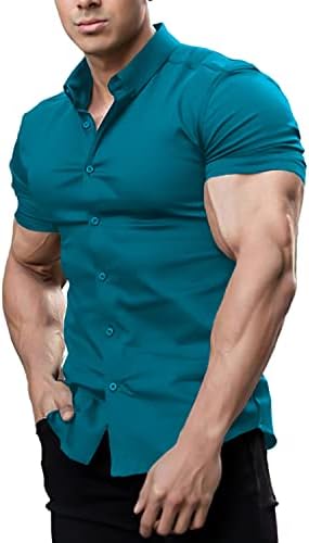Ležerni muški mišićni fit haljina kratki rukav Atletski fit gumb niz majice
