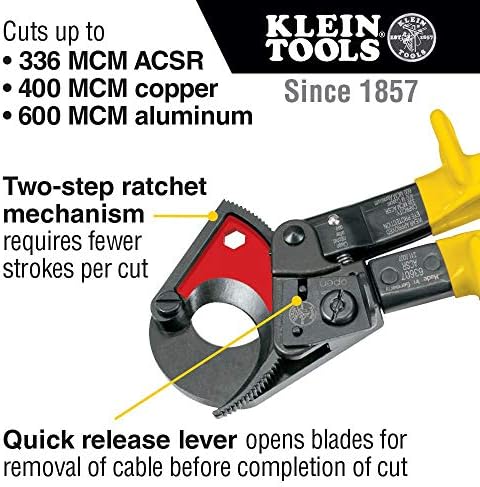 Klein Alati 63607 Rezači kabela, alat za rezanje žičane kabele rezača sječenja bakra, aluminija