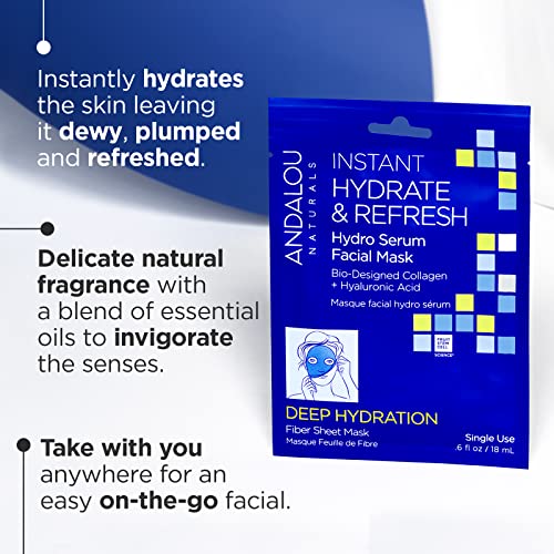 Andalou Naturals, dubinska hidratacija, Instant hidrat & Refresh Sheet Mask, Maska za jedno