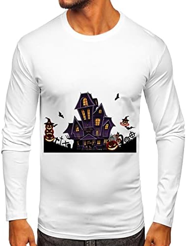 Xxbr muške majice za Halloween, muškarci Happy Halloween Haunted House Print dugih rukava Novost