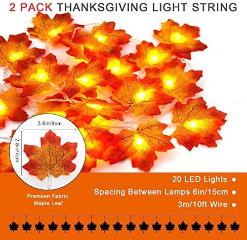 Coolrunner 2 paketa javorovog lišća žičano svjetlo, svjetla za vijence za jesen, vodootporno