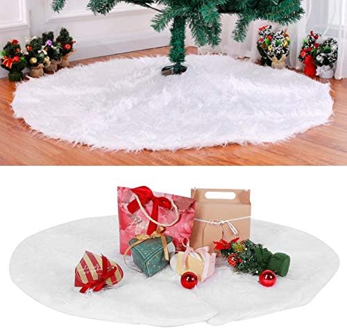 FDIT Plish božićne suknje suknje udobne teksturne bazne prekrivača za Xmas Novogodišnje ukrašavanje kućne zabave bijelo