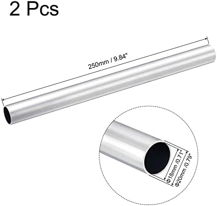 UXCELL 6063 Aluminijumska okrugla cijev 20mm od 18 mm unutarnji dija 250mm Dužina cijevi cijevi 2 kom