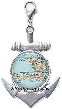AllMapsupplier modni sidreni patent sidro, Haiti Karta Sidro zipper Pull, haiti jastog kopča Karta