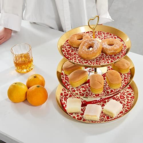 Lyetny 3-raintentna torta za kolač Zlatni cupcake Količar za častorenje za čajnu zabavu, vjenčanje i rođendan,