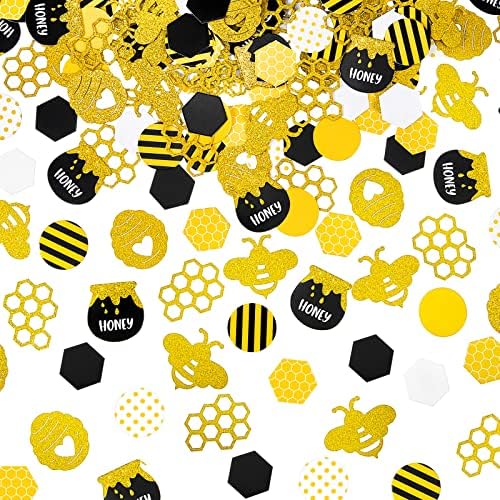 540 komada pčela konfeta zlato sjajne pčele tačke konfete Confetti Yellow Crni krug Confetti Hexagon Confetti