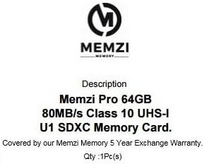 MEMZI PRO 64GB Klasa 10 80MB / s SDXC memorijska kartica za digitalne kamere serije Panasonic Lumix