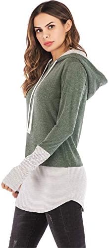 Ženska boja blok hoodie dukseri Tunic vrhovi dugih rukava casual majice za crtanje