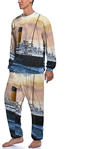 Retro Titanic poznati stari istorijski muški Set pidžama dugih rukava pulover Sleepwear Soft