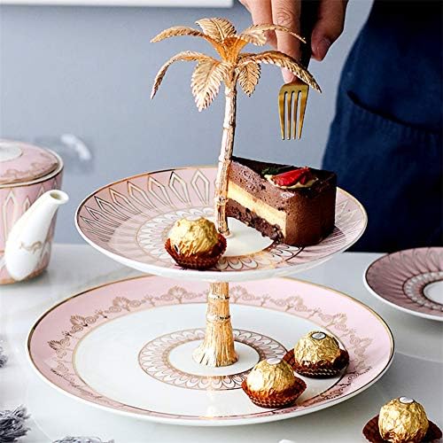 2 sloja izvrstan keramički okrugli stalak za torte, pogodan za porodični restoran, jedinstveni poslužavnik